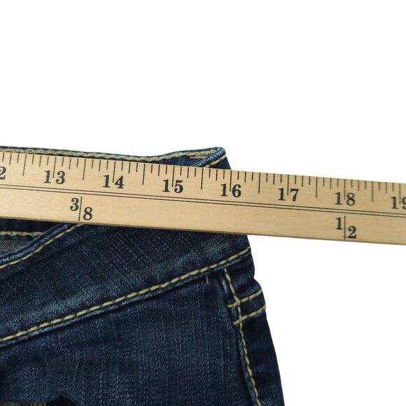 BKE Culture Stretch Boot Cut Jeans Womens 33 Mid Rise Distressed Whiskered Denim - Picture 13 of 15